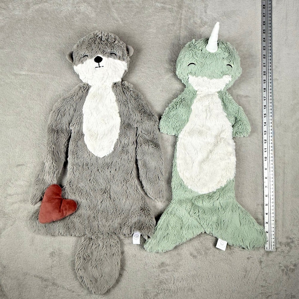 Slumberkins Snuggler Lot Kids 24" Green Grey Narwhal Otter Retired Lovey Flat